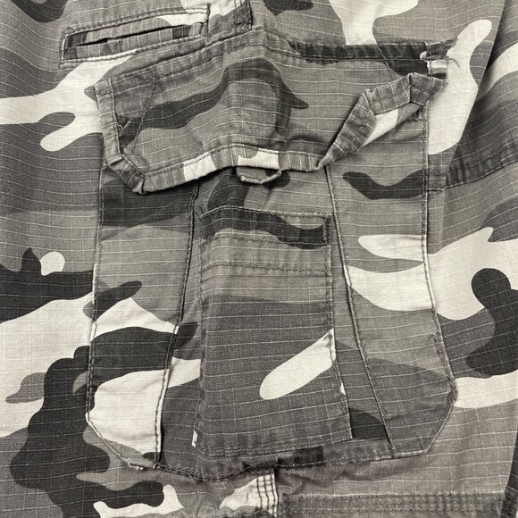 CSG Camo Cargo Shorts Men's 36 Snap Flap Pocket Ripstop Cotton Gray Black - Picture 10 of 11